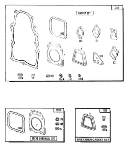 Gasket Sets Diagram and Parts List for 9163-1-4W113C  Briggs and Stratton Generator